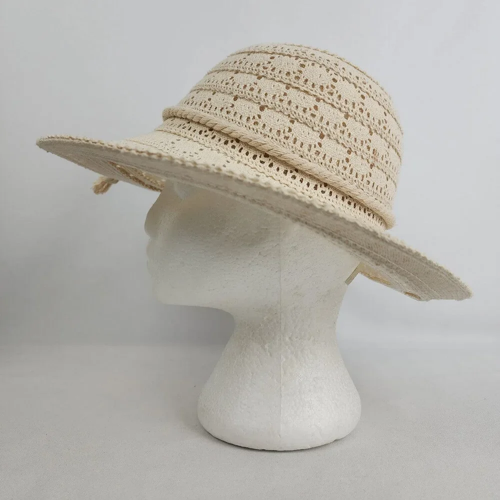 Cream Woven Rope Detail Sun Hat - Picture 3 of 7